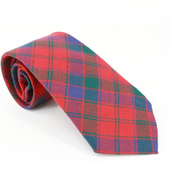 Ingles Buchan Tie Men Red Blue Green Plaid Wool Classic Scotland - Picture 3 of 12
